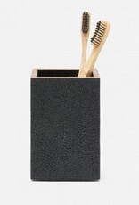 Pigeon & Poodle Manchester Brush Holder Black Faux Shagreen 3"L x 3"W x 4.5"H