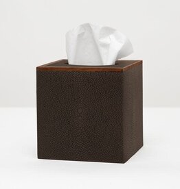Pigeon & Poodle Manchester Tissue Box Dark Mushroom Faux Shagreen 5.5"L x 5.5"W x 6"H