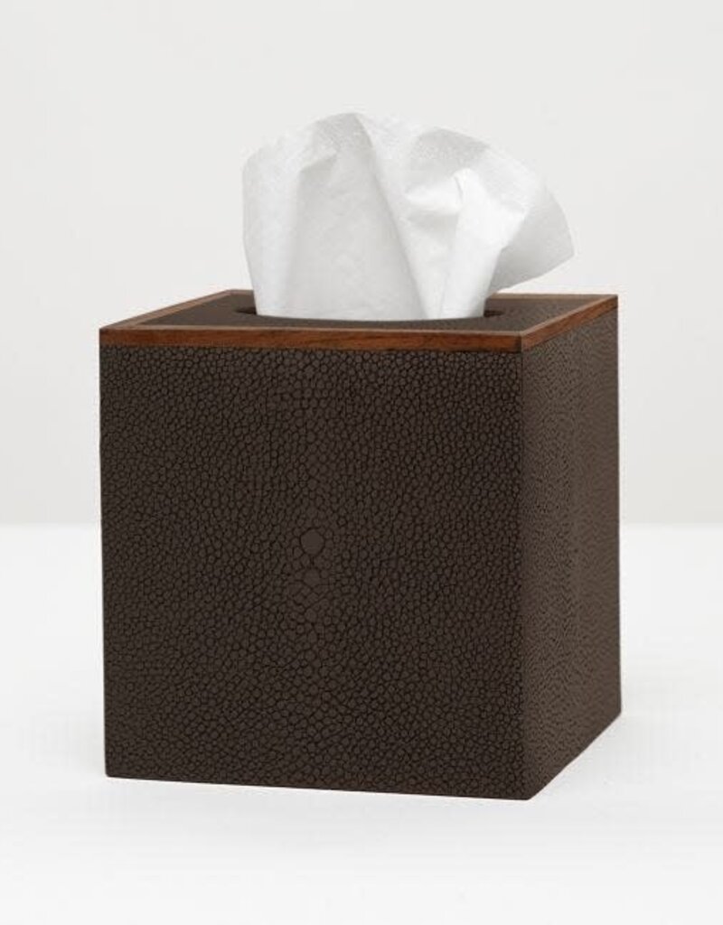 Pigeon & Poodle Manchester Tissue Box Dark Mushroom Faux Shagreen 5.5"L x 5.5"W x 6"H