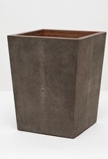 Pigeon & Poodle Manchester Waste Basket w/Liner Dark Mushroom Faux Shagreen 9"L x 9"W x 11"H