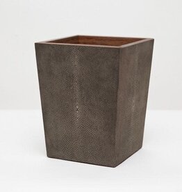 Pigeon & Poodle Manchester Waste Basket w/Liner Dark Mushroom Faux Shagreen 9"L x 9"W x 11"H