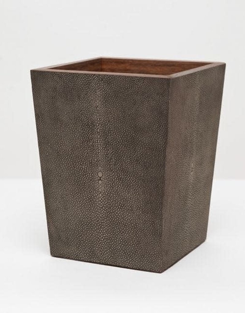 Pigeon & Poodle Manchester Waste Basket w/Liner Dark Mushroom Faux Shagreen 9"L x 9"W x 11"H