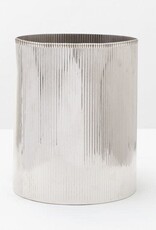 Pigeon & Poodle Redon Waste Basket Shiny Nickel 9"D x 11"H
