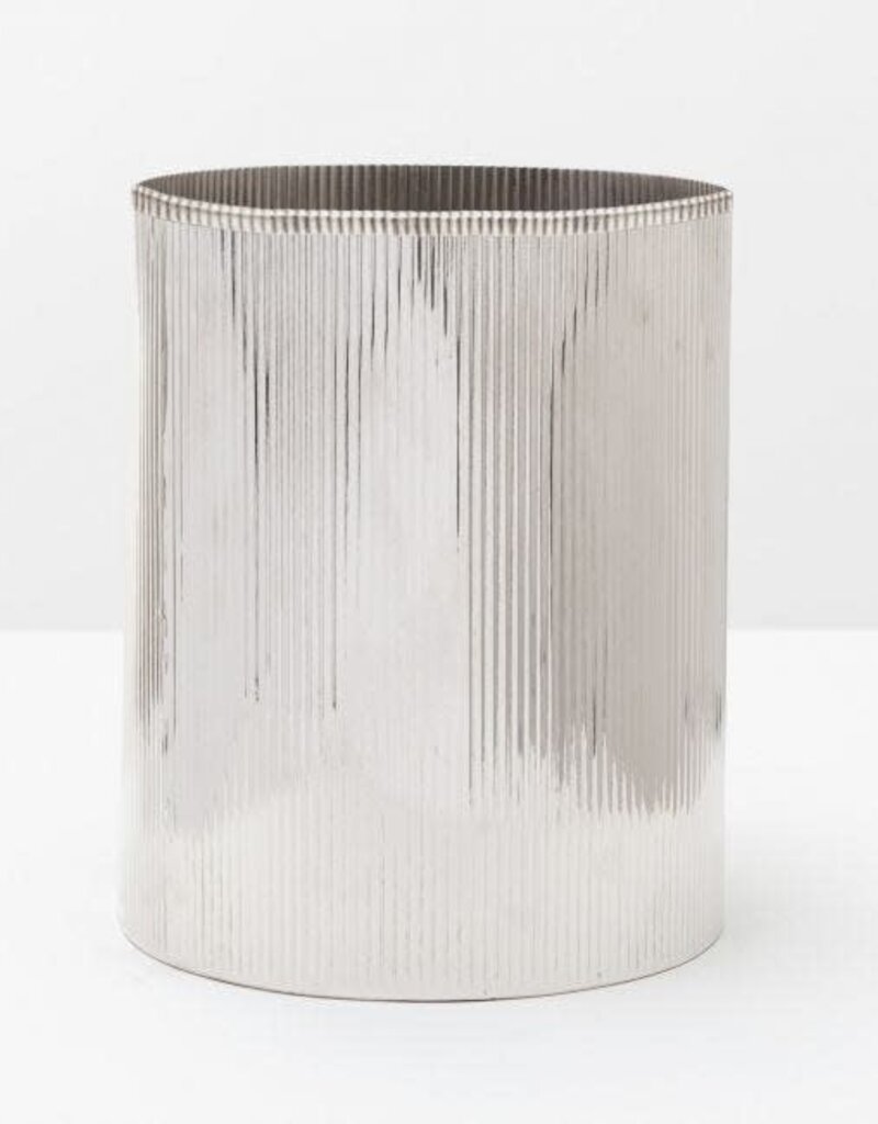 Pigeon & Poodle Redon Waste Basket Shiny Nickel 9"D x 11"H