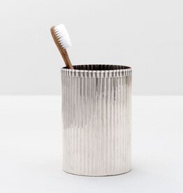 Pigeon & Poodle Redon Brush Holder Shiny Nickel 3"D x 4.5"H Pigeon & Poodle Redon Brush Holder Shiny Nickel 3"D x 4.5"H