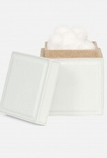 Pigeon & Poodle Rothwell Canister Marine Leather Bright White 4"L x 4"W x 5"H