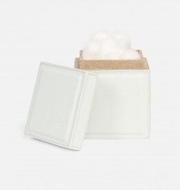 Pigeon & Poodle Rothwell Canister Marine Leather Bright White 4"L x 4"W x 5"H