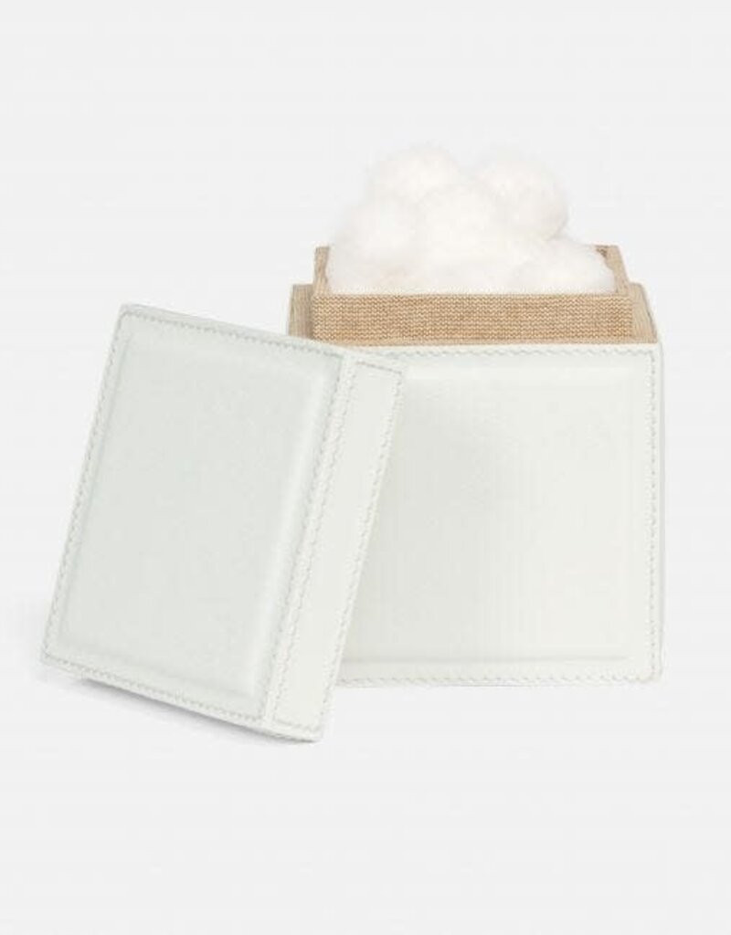 Pigeon & Poodle Rothwell Canister Marine Leather Bright White 4"L x 4"W x 5"H