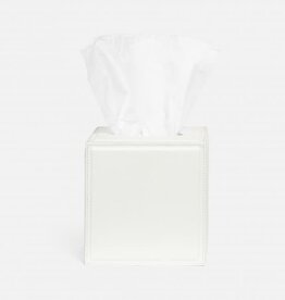 Pigeon & Poodle Rothwell Tissue Box Marine Leather Bright White 5.5"L x 5.5"W x 6"H