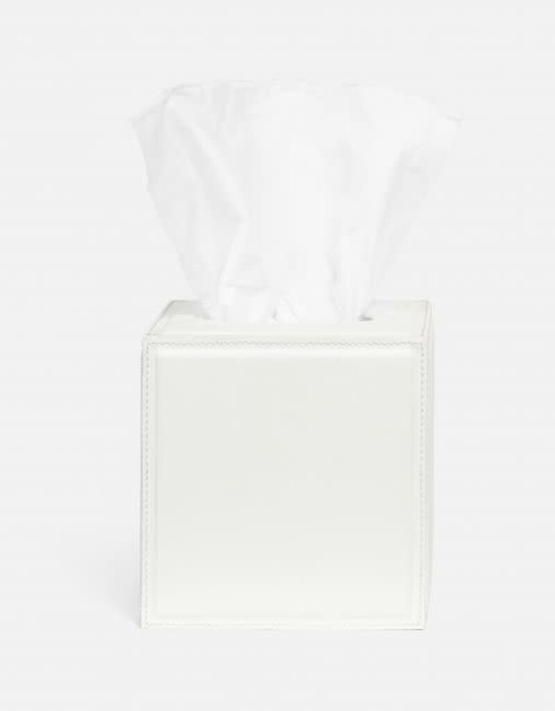 Pigeon & Poodle Rothwell Tissue Box Marine Leather Bright White 5.5"L x 5.5"W x 6"H