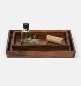 Pigeon & Poodle Varadero Dark Banana Leaf CollectionTray 11''L x 6.5''W x 1.5''H