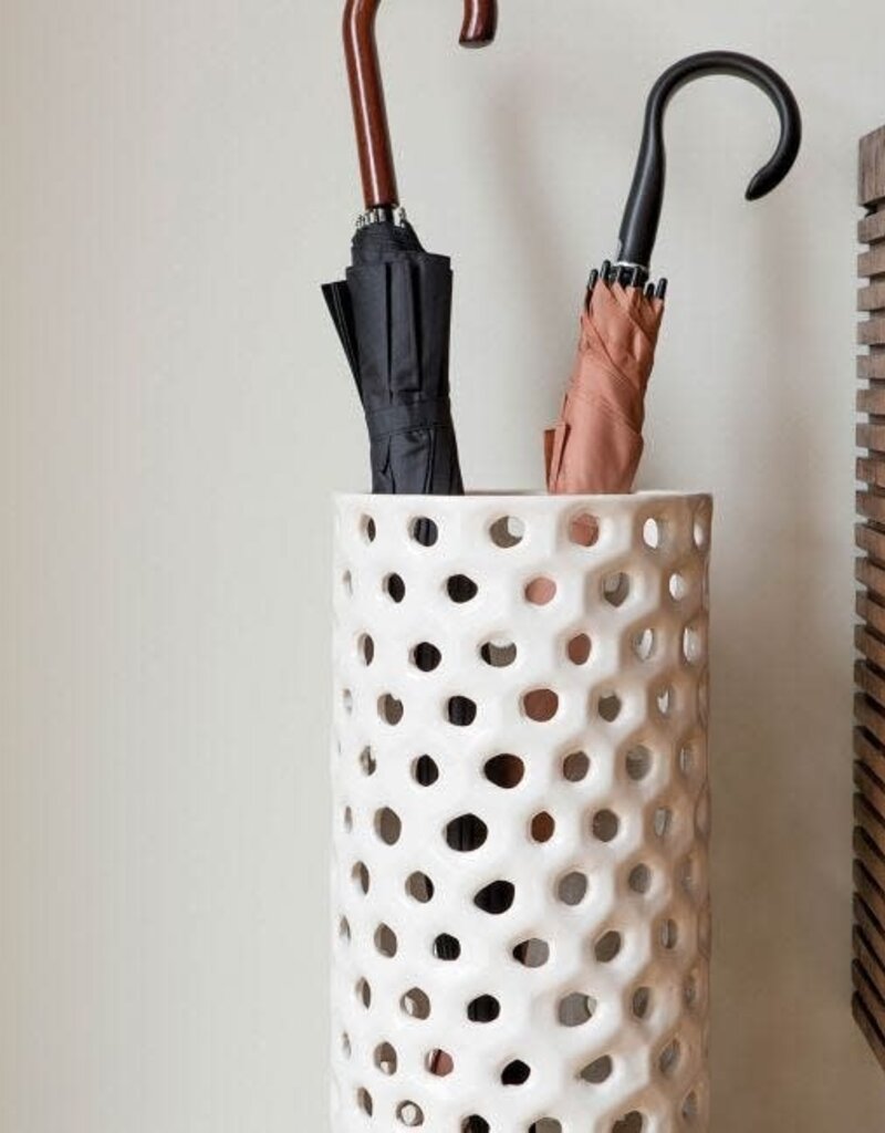 Pigeon & Poodle Edmonton Umbrella Stand Glossy White 9.5"D x 23.5"H