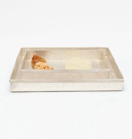 Pigeon & Poodle Humbolt Tray Matte Silver 13"L x 10"W x 1"H