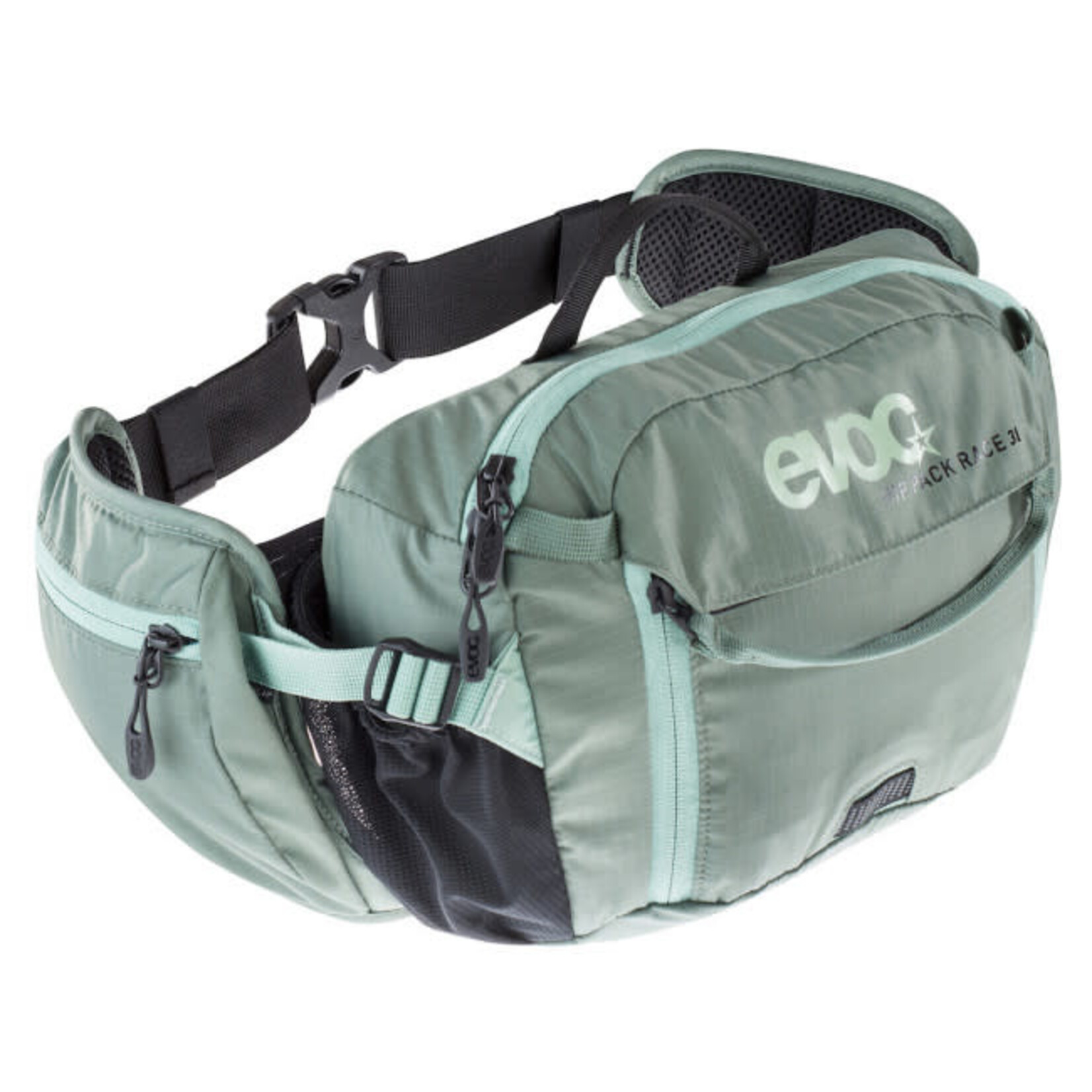 Evoc EVOC, Hip Pack Race 3L, Sac d'hydratation, Volume: 3L, Reservoir: Non inclus, Olive/Petrole Pale