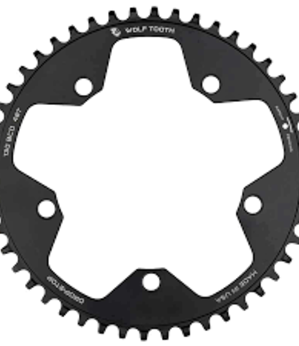 Wolf Tooth components Wolf Tooth Components, 130 BCD, Plateau, Dents: 48, Vitesses: 10-12, BCD: 130, Boulons: 5, Avant, 7075-T6 Aluminum, Noir