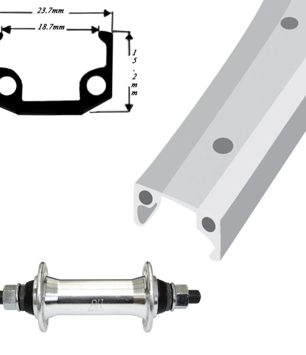 Damco, Roue avant 27'' x 1-1/4 Alliage Argent