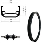 Damco, Roue BMX ARRIÈRE/MOYEU 3/8" FLIP FLOP (1.37/30MM)