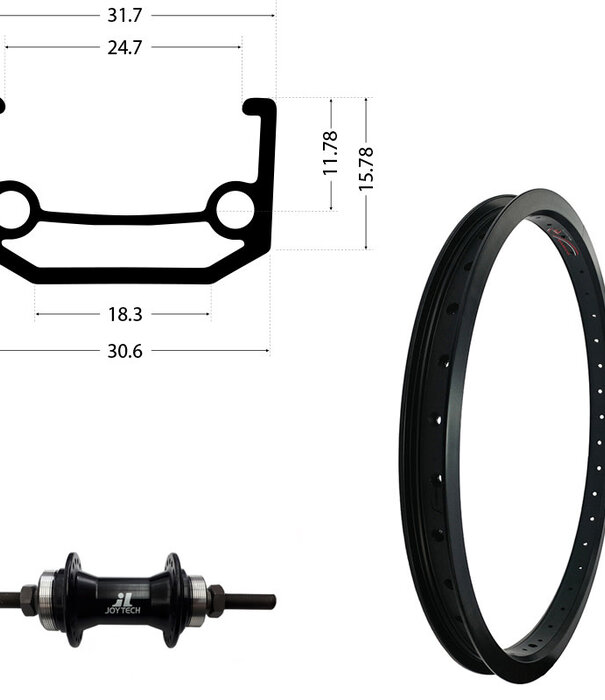 Damco, Roue BMX ARRIÈRE/MOYEU 3/8" FLIP FLOP (1.37/30MM)