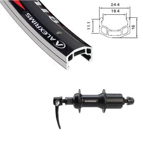 Alex rims AlexRims, Roue arrière 700c, DM-18 Noir Alivio 8 vitesses Q/R