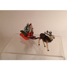 Mini Santa on Sledge with Stag
