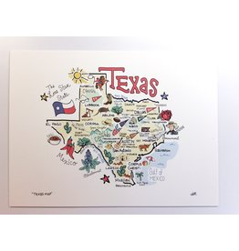 Texas Map Print 9x12