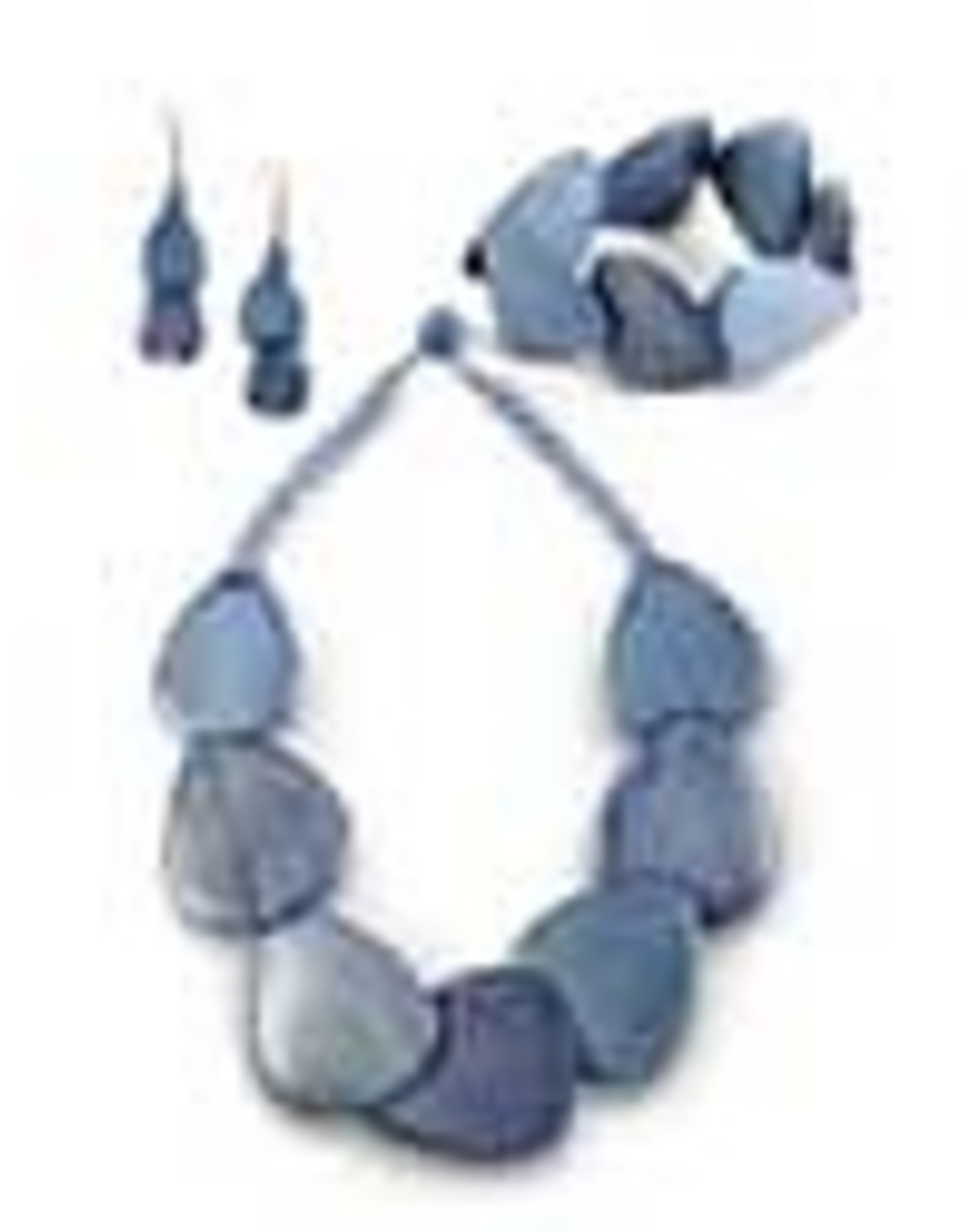 K & K Set of 3 : Blue Wood Raindrop Necklace, Earring & Bracelet set