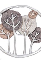 Howards Magnetic Brooch Circle Tree Design brown/tan