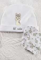 GiftCraft Lil’ Llama Cotton Baby Cap & Scratch Mittens Set -