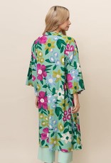 judson 7309807 - Lightweight Long Floral Print Kimono  - O/S - Teal