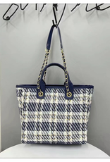 prettyper p21082-01 - DesignerTote Bag - Blue/White Plaid (Fabric) 14"x10"x5.5"