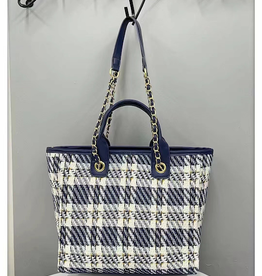 prettyper p21082-01 - DesignerTote Bag - Blue/White Plaid (Fabric) 14"x10"x5.5"