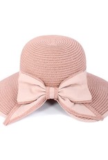 judson 726929 - Straw Sun Hat With Ribbon And Bow Back - Mauve