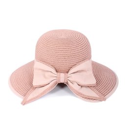 judson 726929 - Straw Sun Hat With Ribbon And Bow Back - Mauve