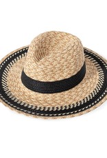 judson 726941 - Two Tone Straw Panama Hat With Color Band - Black