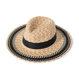 judson 726941 - Two Tone Straw Panama Hat With Color Band - Black