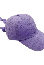 judson 728895 - Floral Eyelet Baseball Cap With Tie - Lavender