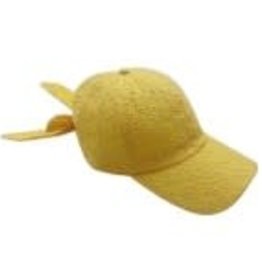 judson 728898 - Floral Eyelet Baseball Cap With Tie - Yellow