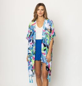 judson 7317025 - Do Everything In Love Abstract Print Kimono  - One Size - Blue