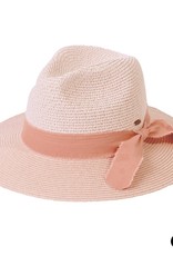 judson 729243 - C.C Panama Hat With Frayed Bow - Pink