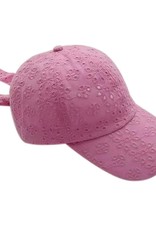 judson 728896 - Floral Eyelet Baseball Cap With Tie - Pink
