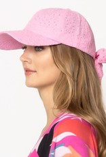 judson 728896 - Floral Eyelet Baseball Cap With Tie - Pink