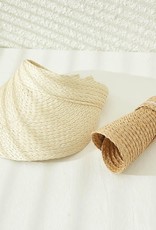 judson 728959 - Woven Paper Straw Roll Up Sun Visor With Braided Edge - beige
