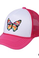judson 729022 - C.C Hand Painted Abstract Butterfly Sublimation Trucker Cap - Hot Pink