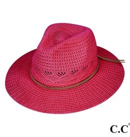 judson 729254 - C.C Cotton Knitted Panama Hat  - Hot Pink