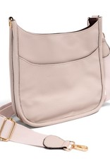 judson 782861 -  Solid Color Leather Handbag With Matching Strap - Nude
