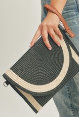 judson 782912 - Two Tone Woven Envelope Crossbody Bag With Stripe Detail  - Black