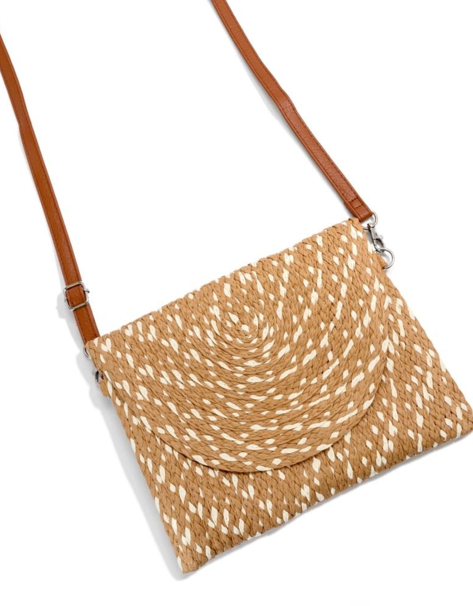 judson 783235 - Braided Straw Cross Body Bag with Adjustable/Detachable Leather Strap