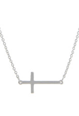 judson 102741 - East West Cross Necklace in a Matte Finish  - Pendant 1"  - Approximately 16" Long - 2" Adjustable Extender - Silver