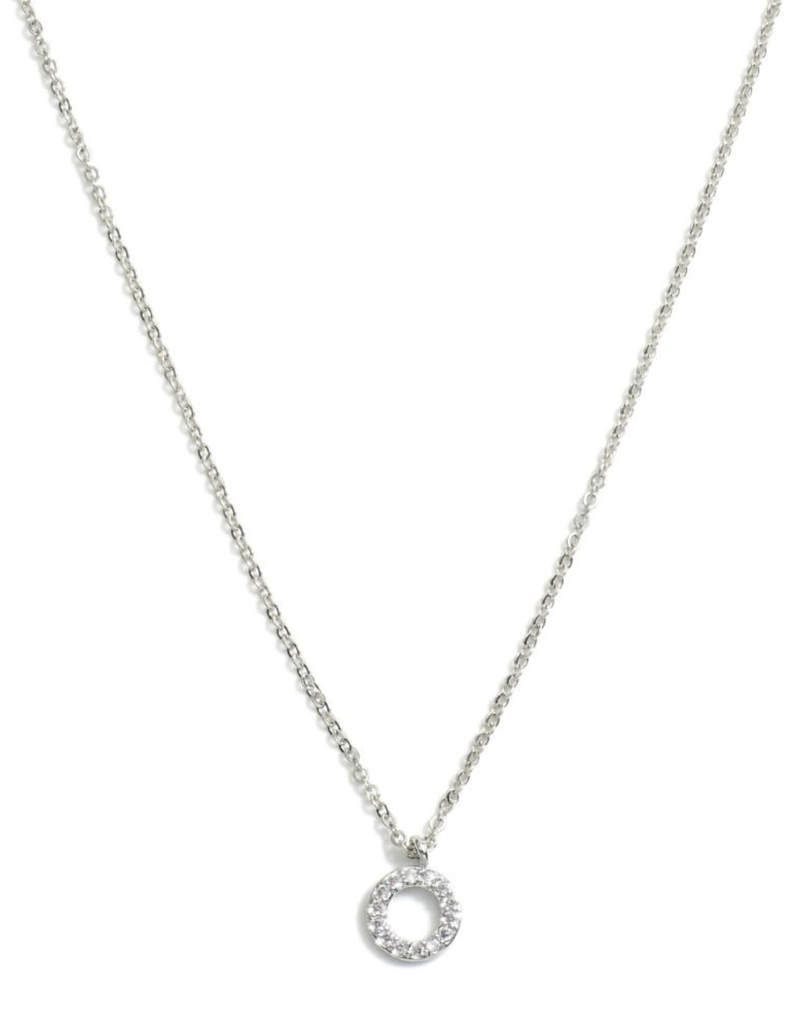 judson 152942 - Dainty Chain Link Pendant Necklace Featuring Circular Premium Cubic Zirconia   - Approximately 15" L - Extender 2" L Silver