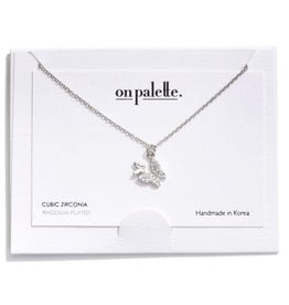 judson 153349 - Dainty Chain Link Necklace Featuring Cubic Zirconia Studded Double Butterfly Pendant   - Approximately 16" L - Extender 2" L Silver